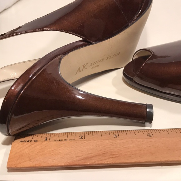 Anne Klein Brown Patent Leather OpenToe SlingBack - Picture 5 of 7
